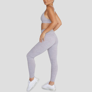 Logo personnalisé grande taille respirant couleur unie femmes yoga gym fitness vêtements de sport 2 pièces ensemble sans manches écologique - Product Image 3