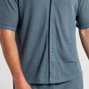 Chemise coupe décontractée en ardoise-Design en tissu texturé avec ourlet pour un look élégant et confortable, décontracté, streetwear - Product Image 6