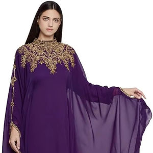 Elegante Abaya Larga para Mujer con Cuentas y Perlas Bordadas, Ecológica, Asimétrica y Antiestática, para Mujeres Musulmanas - Product Image 1