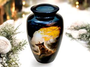 Funeral y conmemorativo de urna de cremación de lobo para cenizas humanas de hasta 200 libras con bolsa de terciopelo Urna asequible para cenizas - Product Image 5