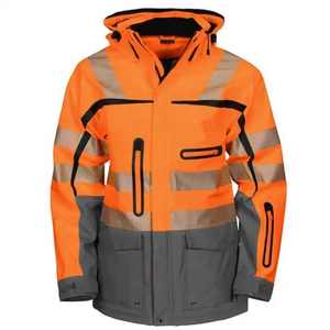 Vêtements de sécurité réfléchissants vert Orange bande réfléchissante vêtements de sécurité vêtements de travail hiver coton ouaté veste pour hommes - Product Image 2