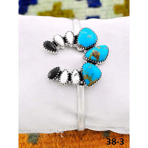 Southwest Handmade White Buffalo Cuff Bracelet with Santa Maria & Sterling Silver Fashionable Accessory - Product Image 1