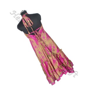 SD005 Saree / Sari / Shari vêtements indiens et pakistanais de l'Inde Hippy Boho vente chaude indien fait à la main Vintage Sari robe en soie - Product Image 6