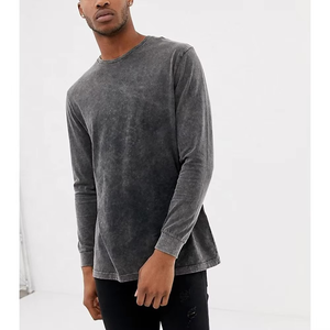 T-shirt d'été 100% coton délavé à l'acide personnalisé pour hommes, tricoté à coupe ample, à épaules tombantes, style streetwear - Product Image 5