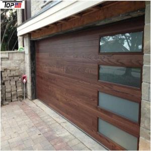 <span class=keywords><strong>Porte</strong></span> <span class=keywords><strong>de</strong></span> <span class=keywords><strong>garage</strong></span> sectionnelle automatique à commande à distance, moderne, en bois grainé, rectangulaire, avec quincaillerie, moteur, étanche, prix d'usine - Product Image 1