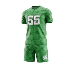 Maillot de football personnalisé par sublimation, short vert à rayures en V, kit uniforme complet, haute qualité, respirant - Product Image 4
