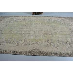 พรมตุรกีวินเทจขนแกะ10.2ft เบจสีเขียว5.5 x ด้านหลังสำหรับห้องนั่งเล่นบ้านสไตล์ Tabriz สำหรับวัยรุ่น - Product Image 3