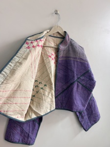 Indian Handmade Quilted Cotton <b>Kantha</b> <b>Jacket</b> For Women Crop <b>Jacket</b> - Product Image 5