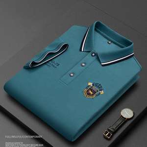 T-shirts de golf d'affaires à manches courtes de haute qualité pour hommes, polos d'été brodés en tissu polyester et boutons plus respirants - Product Image 6
