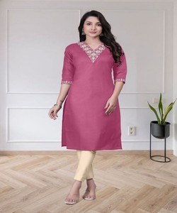 Elegante Traje Salwar de 3 Piezas con Bordado de Algodón Tesla, Disponible en Stock, para Mujer, Ropa Festiva, Precio al por Mayor, Prenda Étnica, Color Rosa - Product Image 1