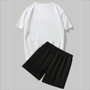 Customized Breathable Mens Summer Streetwear Two Piece Boxy Fit T-Shirt and Shorts Set with Solid Pattern in Polyester/Cotton - Product Image 2