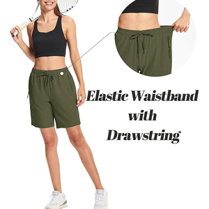 Bermuda en détresse pour femmes à la mode avec une taille à cordon Short en sergé extensible coupe ajustée pour femmes - Product Image 5