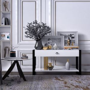 Buffet en bois multifonctionnel pour chambre à coucher, avec tiroirs, console, armoire de rangement, pieds en acier, table de rangement pour la maison - Product Image 4