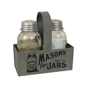 Excellente affaire 2023 Fresh Jar Salt and Pepper Caddy Set en métal galvanisé avec verre habituellement utilisé dans les maisons modernes - Product Image 4