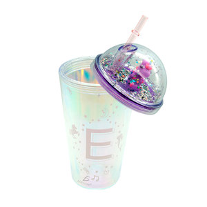 Borraccia in plastica da 700 ml con cannuccia e coperchio a cupola, design classico di lusso con lettere, per bevande fredde e calde, ideale per feste per bambini - Product Image 2