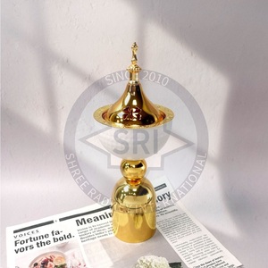 SHREE RADHEY Diffuseur d'encens en laiton indien moderne et minimaliste, finition dorée de qualité, écologique, naturel, anti-odeur - Product Image 1