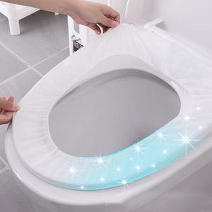 10 adet tek kullanımlık su geçirmez tuvalet klozet kapağı taşınabilir çift katmanlı kalınlaşmış tuvalet koruyucu örtü yastık seyahat otel ev - Product Image 2