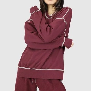 Sudadera con capucha de gran tamaño de algodón de 440gsm de alta calidad para mujer, apliques holgados informales de invierno, costuras en contraste en relieve transpirables - Product Image 4