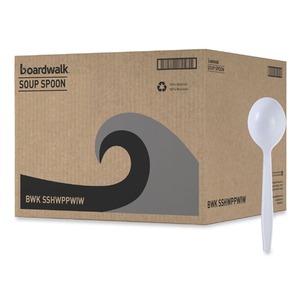 Boardwalk Heavyweight <b>Wrapped</b> Polypropylene Soup Spoon 1000/Carton White-Disposable Design - Product Image 1