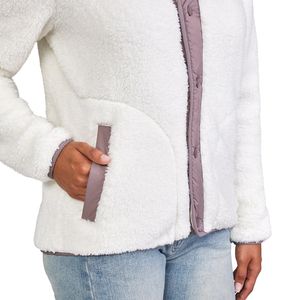Chaqueta de lana de Sherpa con cuello levantado para invierno, chaqueta de Sherpa cálida con cremallera gruesa para exteriores para mujer - Product Image 5