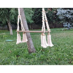 Columpio Individual de Macramé Estilo Boho para Interiores/Exteriores, para Niños/Adultos, para Decoración de Patios y Jardines - Product Image 3