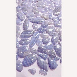 Lote de 128 piezas de ágata de encaje azul Natural 12mm 41mm cabujón de pera ovalada 2495cts 200USD ventas en EE. UU. Piedras preciosas sueltas cabina elegante - Product Image 1
