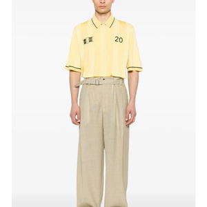 เสื้อโปโลแขนสั้นสำหรับผู้ชายผ้าฝ้ายถักแบบวินเทจผ้า100% ระบายอากาศ - Product Image 4