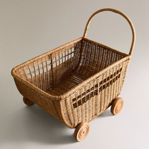 Sturdy Natural Rattan <b>Doll</b> Pram <b>Handmade</b> Wicker Toy Stroller Rattan <b>Doll</b> Carriage For Kids Room Pretend Play And Nursery Decor - Product Image 2