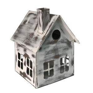 Lanterne suspendue haute de gamme en forme de serre verte patinée avec un design de nichoir à oiseaux et un crochet de toit découpé - Product Image 4