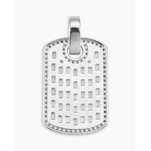 Colliers en or 14 carats avec pendentif plaque militaire en moissanite taille baguette et diamants - Product Image 3
