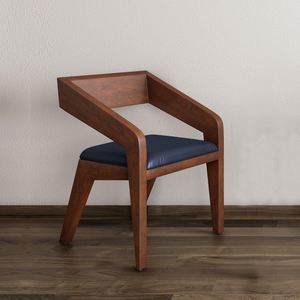 Chaise de salle à manger en teck massif de qualité Merida avec assise en mousse et revêtement en cuir PU, finition noyer, pour la maison, le bureau, le parc, la villa, l'utilisation en salle à manger intérieure - Product Image 6
