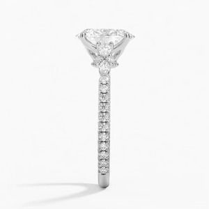 แหวนเพชรโมอิสซาไนต์ทรงรี VVS ทองคำขาว 14k คุณภาพสูง ประดับเพชรแบบ Pave และลายดอกไม้ เหมาะสำหรับวันครบรอบ - Product Image 2