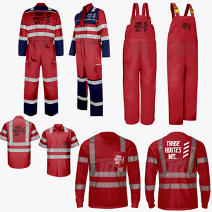 Ensemble de vêtements de travail industriels de marque personnalisée vêtements de sécurité réfléchissants bavoir en polyester personnalisé boutonné équipage global réfléchissant - Product Image 1