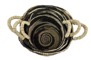 Panier de rangement rond en jonc de mer fait à la main avec poignées Décoration intérieure élégante du Vietnam pour la lessive dans le salon - Product Image 6