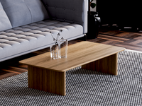 Table basse artisanale en teck massif, écologique et durable, avec pieds carrés audacieux, design moderne pour salon, meubles pour un séjour confortable