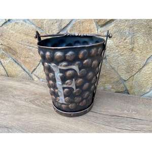 Heavy duty black iron coal bucket with <b>heat</b> resistant finished for carrying burning embers wood <b>logs</b> and fireplace ashes - Product Image 2