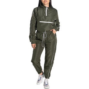 New Custom Breathable Solid Lightweight 2-in-1 Sets <b>Running</b> Fitness Active Cropped <b>Reflective</b> Green Sport <b>Jacket</b> & Trouser - Product Image 5