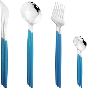 Diseño de acabado Utensilios de cocina de acero inoxidable Juego de cubiertos Diseño completamente de metal Cubiertos de plata Herramientas Cubiertos brillantes Juego de cubiertos - Product Image 3