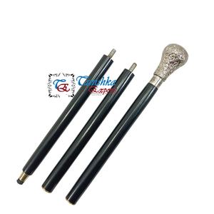 Bastón Victoriano de Latón Electrochapado con Madera, Diseño Náutico, Cabeza de Perilla Plateada, Hecho a Mano, Plegable en 3 Partes, Elegante, de Pascua, 96 cm - Product Image 3