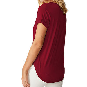 Top manches à volants pour femme, col ras du cou, en pur coton, nouveau Design, à la mode, - Product Image 2