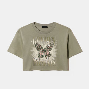 With Own Logo Comfortable Acid Wash Good Seller Soft Touch Material Hand Made <b>Crop</b> <b>Top</b> Shirts For Women BY WAKIN WEAR - Product Image 1