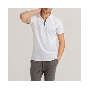 Nouveau style décontracté pour hommes pour t-shirts polo sur mesure avec 100% coton demi fermeture éclair à manches courtes avec logo personnalisé - Product Image 1