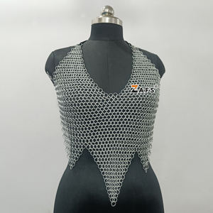 Venta al por mayor de aluminio ligero Chainmail Armor para las mujeres de lujo sin mangas Butted Ring Backless Club Party Wear - Product Image 1