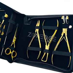 Kit de Herramientas Profesionales para el Cabello para Estudiantes, Kit de Herramientas para Extensiones de Cabello Chapadas en Oro para el Cuidado y Peinado del Cabello, Calidad Quirúrgica A+ - Product Image 3