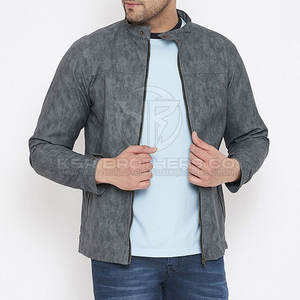 แจ็กเก็ตหนังแฟชั่นสำหรับผู้ชาย, เสื้อโค้ทหนังสวมใส่สบายน้ำหนักเบาเสื้อแจ็กเก็ตฤดูหนาวทรงสลิมฟิต - Product Image 6