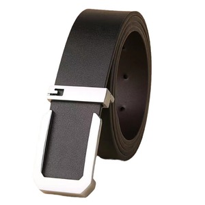 Ceinture d'affaires en cuir véritable personnalisable pour hommes avec boucle automatique Ceinture de marque de créateur de mode simple - Product Image 2