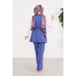 Conjunto de Dos Piezas para Mujer de Oficina: Chaleco con Cinturón y Hiyab, Elegante Tejido de Crepé, Ropa Musulmana - Product Image 4