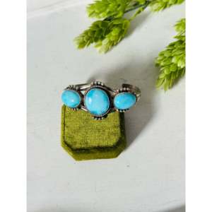 Navajo Handmade Cultural Collectible Sonoran Mountain Turquoise & Sterling <b>Silver</b> <b>Cuff</b> <b>Bracelet</b> - Product Image 1