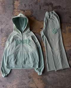 Fabricant Logo personnalisé Ensemble d'entraînement Pantalon, veste lourde zippée Survêtements à imprimé bouffant avec soleil pour hommes - Product Image 2