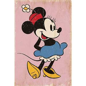 Minnie <b>Mouse</b> Retro Pink Poster Paper Wall Decor - Product Image 1
